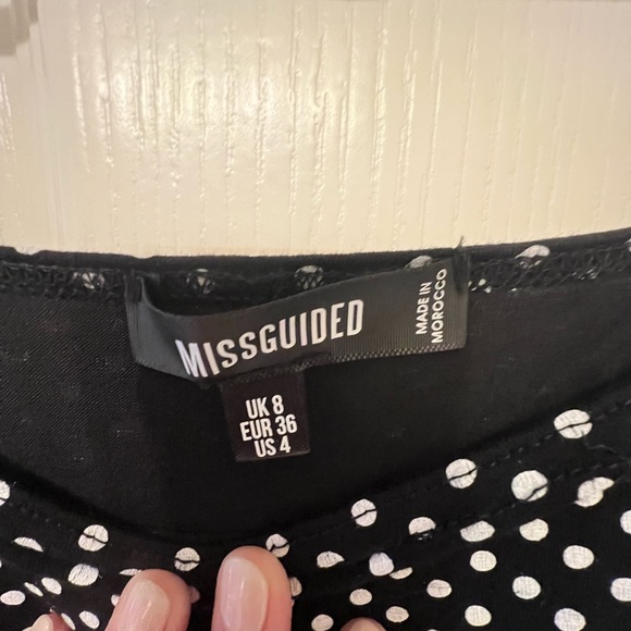 Missguided size 4 black and white polka dot asymmetrical dress - Picture 2 of 3